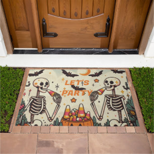 Let's Party Halloween Skeleton Candy Corn Doormat