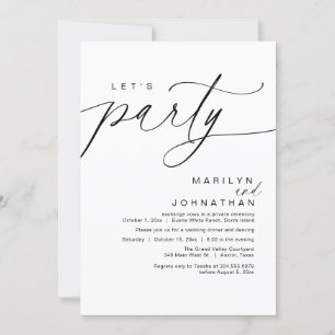 Let's Party Happily Ever After Wedding Dinner Invitation