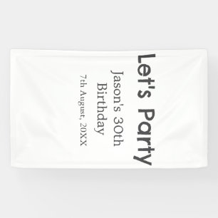 Let's party happy 30th birthday simple gray name banner
