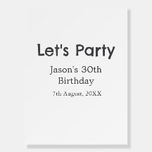 Let's party happy 30th birthday simple gray name
