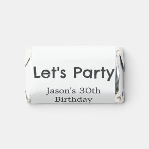 Let's party happy 30th birthday simple gray name hershey's miniatures
