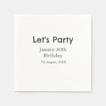 Let's party happy 30th birthday simple gray name