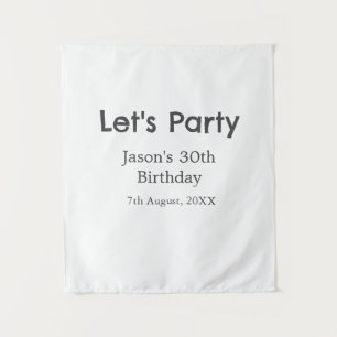 Let's party happy 30th birthday simple gray name tapestry