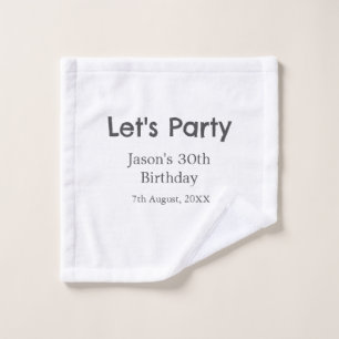 Let's party happy 30th birthday simple gray name wash cloth