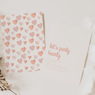 Let's Party Hearty Love Heart Birthday Invite