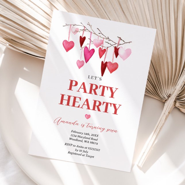 Let's Party Hearty Valentine Balloon Birthday Invitation (Creator Uploaded)