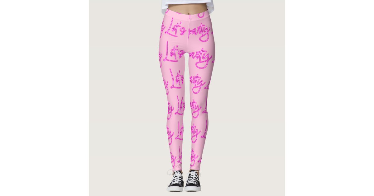 Neon Pink Trendy 80s Leggings