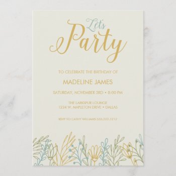 Let's Party Invitation by charmingink at Zazzle