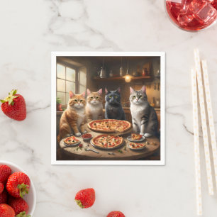 Lets Party Its Cat Pizza Night, Napkins