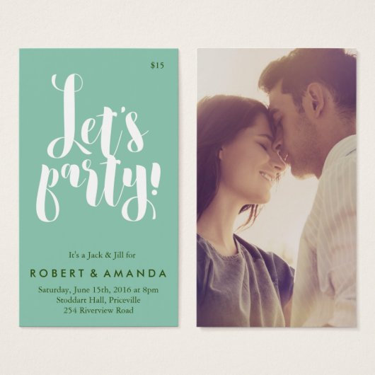 Let's Party Jack and Jill Ticket, Aqua (Front & Back)