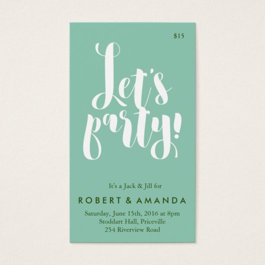 Let's Party Jack and Jill Ticket, Aqua (Front)