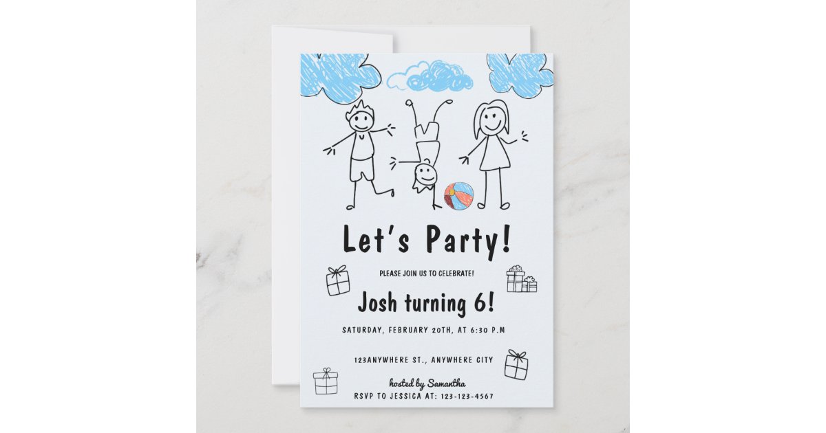 Let's Party Kids Birthday Party Invitation | Zazzle