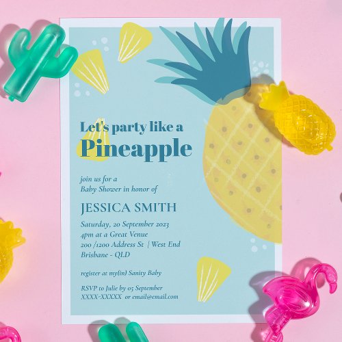 Lets Party Like A Pineapple Baby Shower Invitation