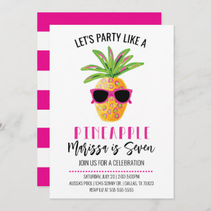 Let's Party like a pineapple girl birthday party Invitation