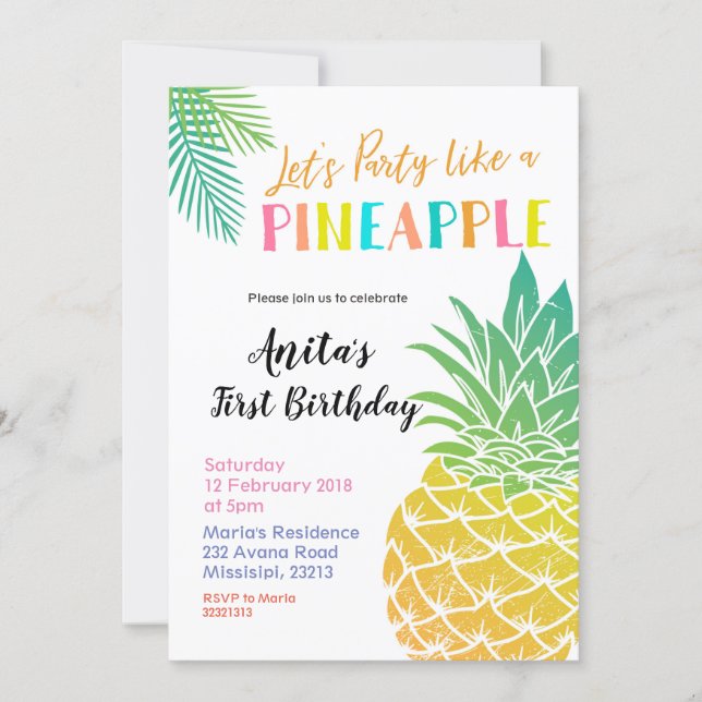 Let's Party Like a Pineapple Invitation (Front)