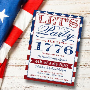 Let's Party Like It's 1776   4th Of July Party Invitation