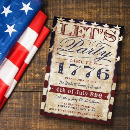 Let's Party Like It's 1776 | Vintage 4th Of July Invitation