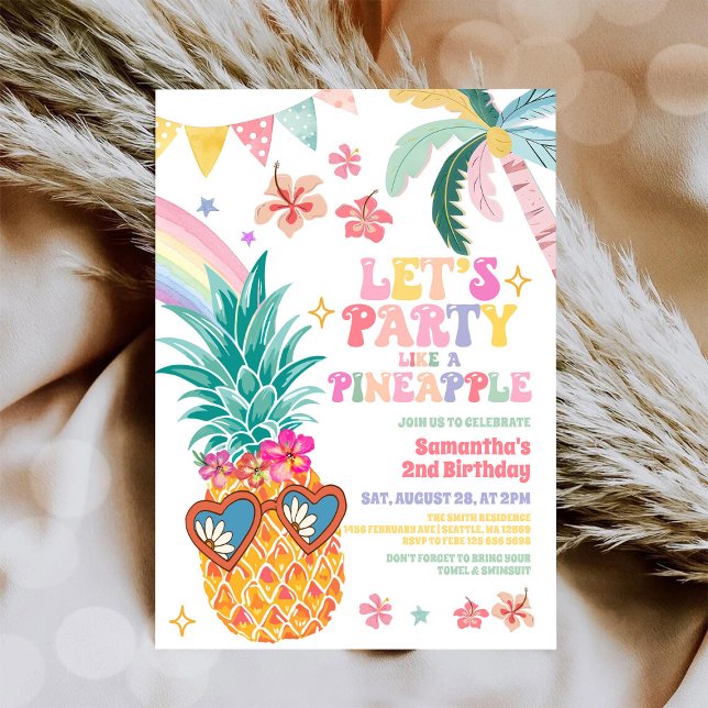 Let's Party Like Pineapple Luau Summer Birthday Invitation (Creator Uploaded)