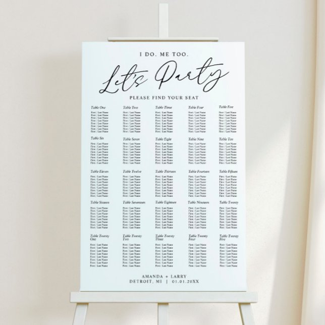 Let's Party Minimalist Wedding Seating Chart Foam  Board (Creator Uploaded)