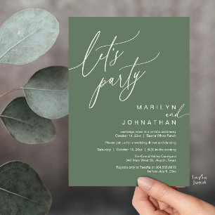Let's Party, Modern Romantic Wedding Reception Invitation