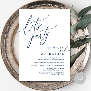 Let's Party, Modern Romantic Wedding Reception Invitation