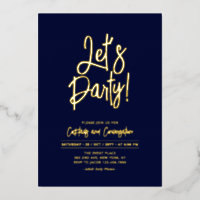 Let's Party | Navy Blue Chic Script Party Event