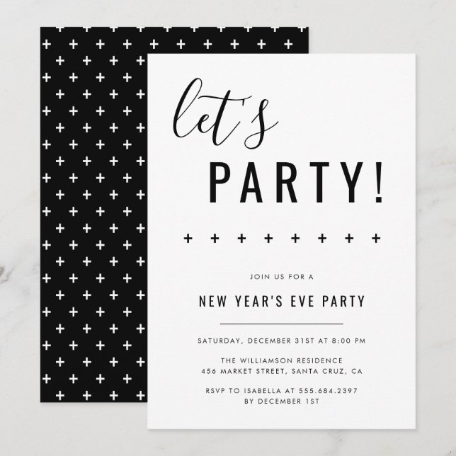 Let's Party! New Year's Eve Party Invitations (Front/Back)