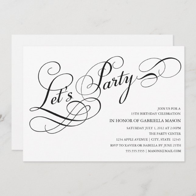 Let's Party | Party Invite (Front/Back)