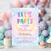 Let's Party Pastel Tie Dye Boho Hippie Birthday Invitation