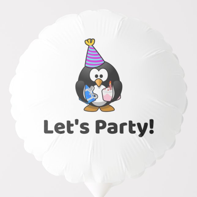 Let's Party! Penguin Funny Birthday Party Balloon (Front)