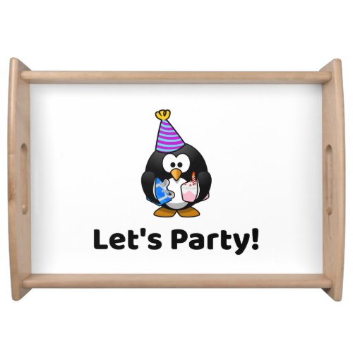 Lets Party Penguin Funny Birthday Party Serving Tray
