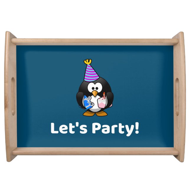 Let's Party! Penguin Funny Birthday Party Serving Tray (Front)
