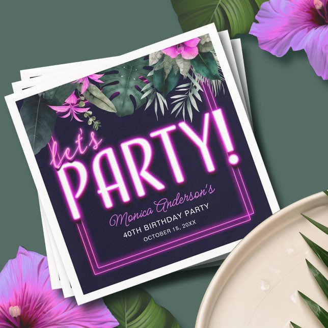 Let's Party Pink Neon Tropical Birthday Napkins (Let's Party Pink Neon Tropical Birthday Napkins)