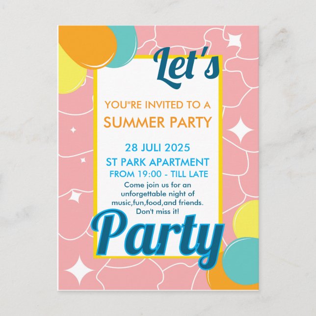 let's party postcard (Front)