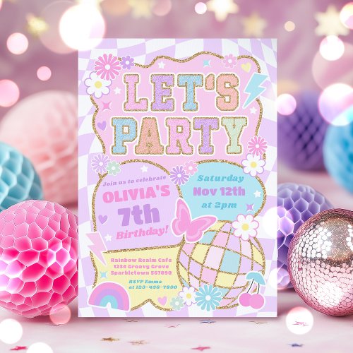 Let's Party Preppy Varsity Fashion Groovy Birthday