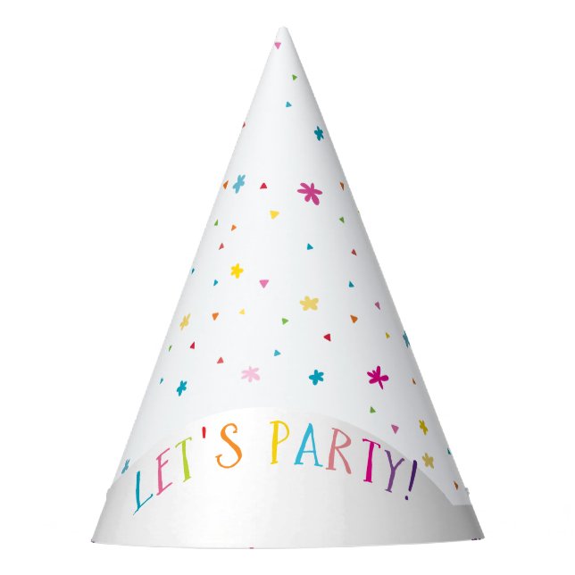 LETS PARTY pretty party bright colors sprinkles Party Hat (Front)
