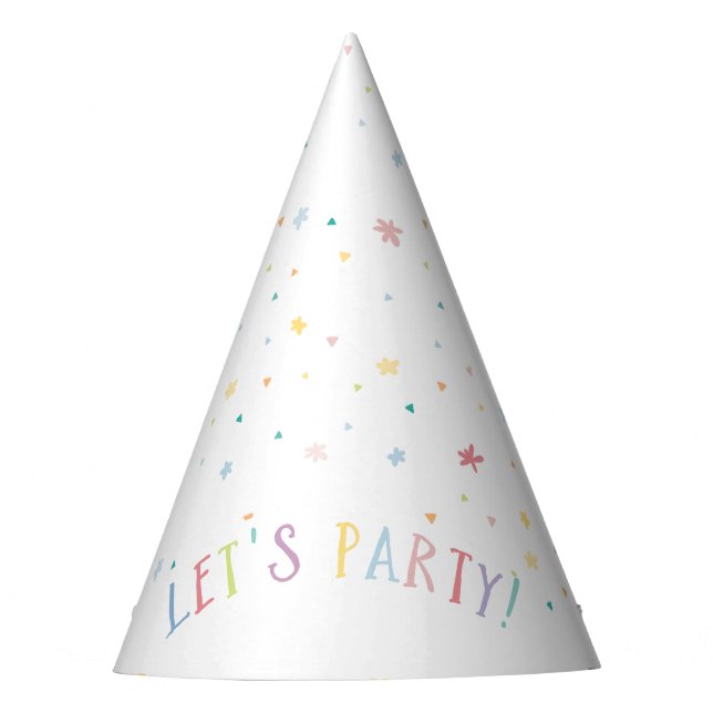 LETS PARTY pretty party pastel colors sprinkles Party Hat (Front)