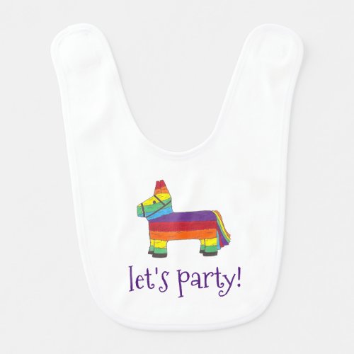 Lets Party Rainbow Birthday Fiesta Piata Design Bib