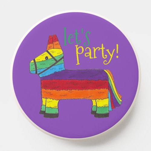 Lets Party Rainbow Birthday Fiesta Piata Donkey PopSocket