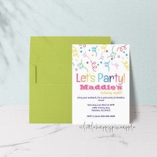 Let's Party Rainbow Confetti Birthday Invitation