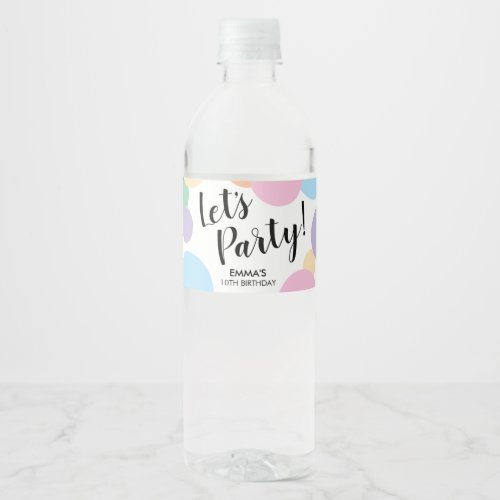 Lets Party Rainbow Confetti Water Bottle Label