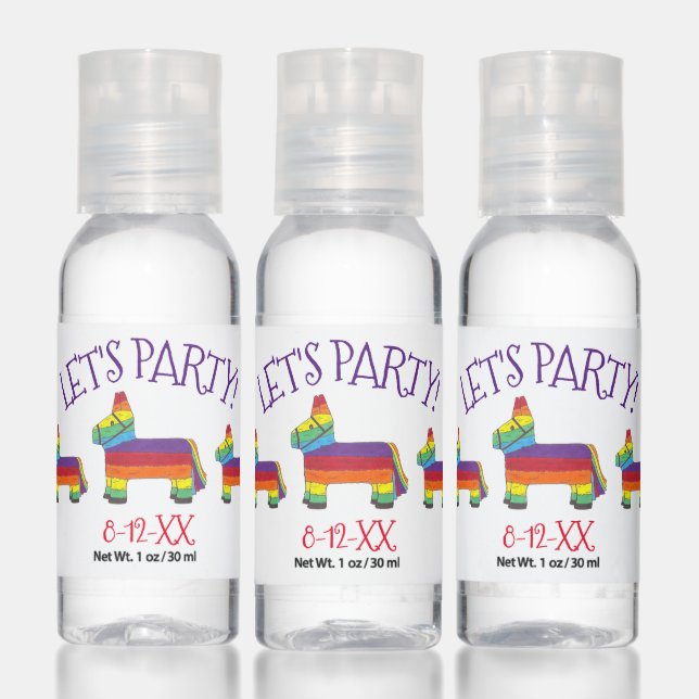 Let's Party Rainbow Donkey Piñata Birthday Party Hand Sanitizer (Set)