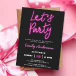 Let's Party Retro Neon Any Age Birthday Party Invitation<br><div class="desc">Get ready to ignite the night with our Let's Party Retro Neon Birthday Party Invitation! This electrifying invitation brings the vibrant energy of retro neon lights to any age celebration, setting the stage for an unforgettable party. Featuring bold neon colors and a fun retro design, this invitation captures the essence...</div>