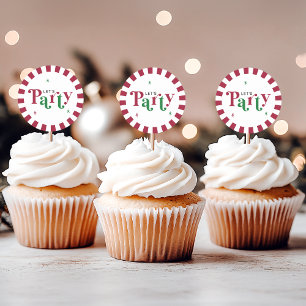 Let's Party Retro Whimsical Red and Green Classic Round Sticker