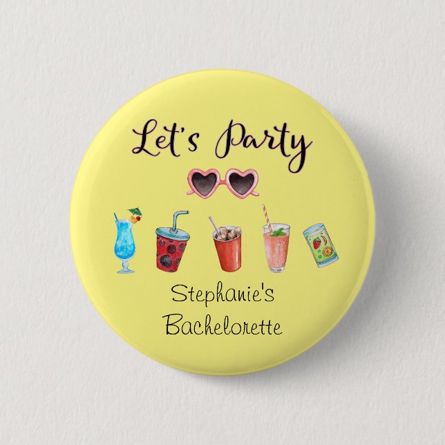 Let's Party Summer Personalized Text Button (Front)