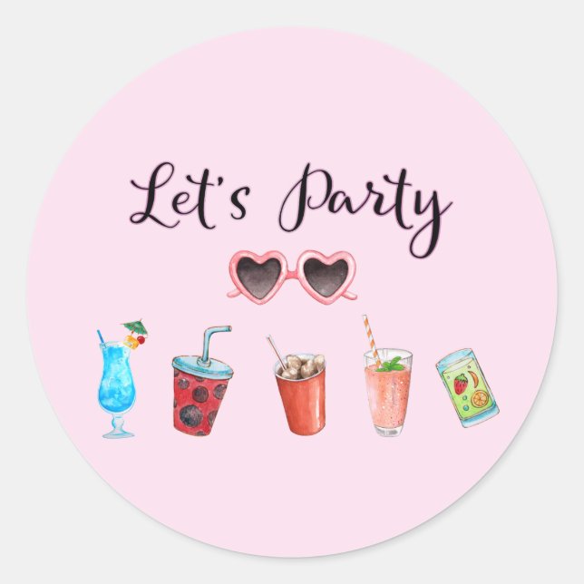 Let's Party Summer Soiree Classic Round Sticker (Front)