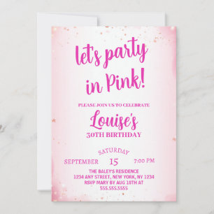 Let's Party Thirty Funny Pink 30th Birthday Party  Invitation