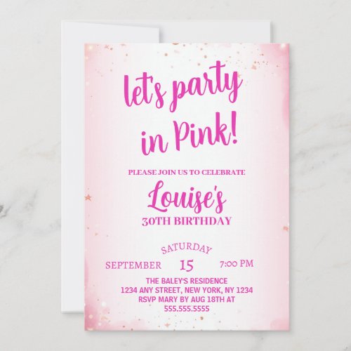 Lets Party Thirty Funny Pink 30th Birthday Party  Invitation