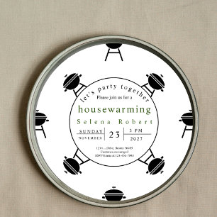 let's party together BBQ record housewarming Invitation