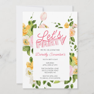 Let's Party Trendy Typography 100th Birthday Invitation